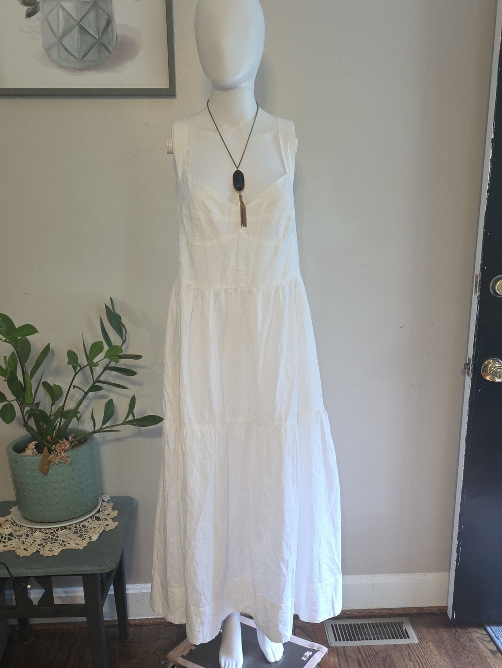NWT And Now This White Tiered Midi Dress - Size XL